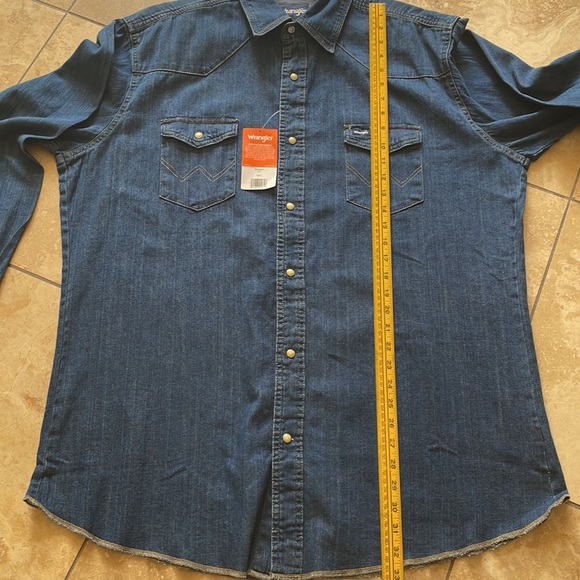 Wrangler NWT TALL Men's Long Sleeve Western Denim Workshirt - Picture 10 of 11